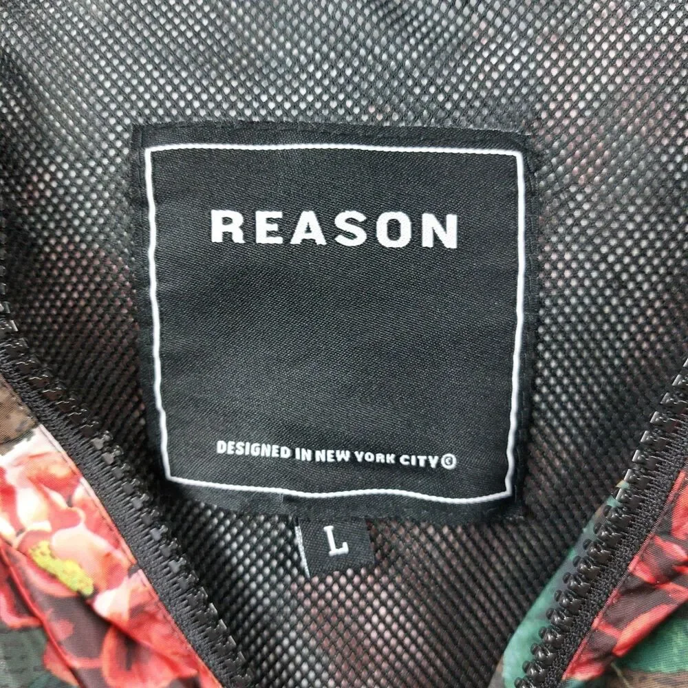 Reason Brand Floral Anorak Windbreaker Jacket Men's L Hooded Half Zip Pullover